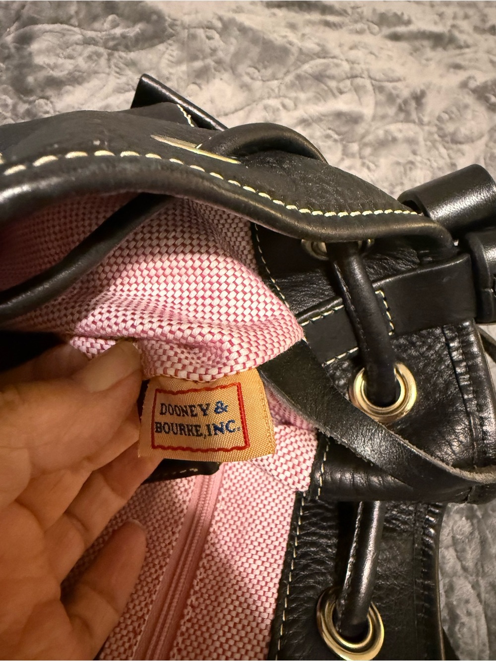 Black Leather Drawstring Bucket Bag - Picture 7 of 14